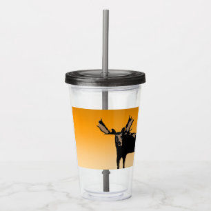 Moose at Sunset  - Original Wildlife Art Acrylic Tumbler