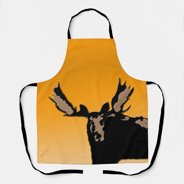 Moose at Sunset  - Original Wildlife Art Apron (Front)
