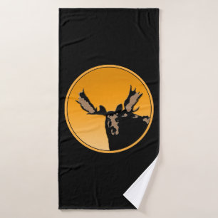 Moose at Sunset - Original Wildlife Art Bath Towel Set