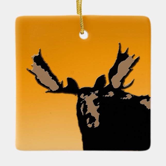 Moose at Sunset  - Original Wildlife Art Ceramic Ornament (Front)