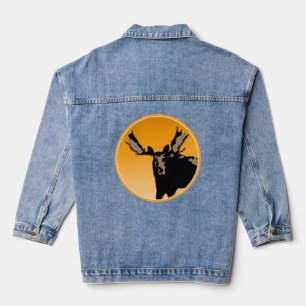 Moose at Sunset  - Original Wildlife Art Denim Jacket