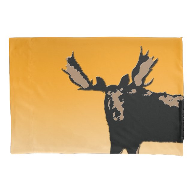 Moose at Sunset  - Original Wildlife Art Pillowcase (Front)