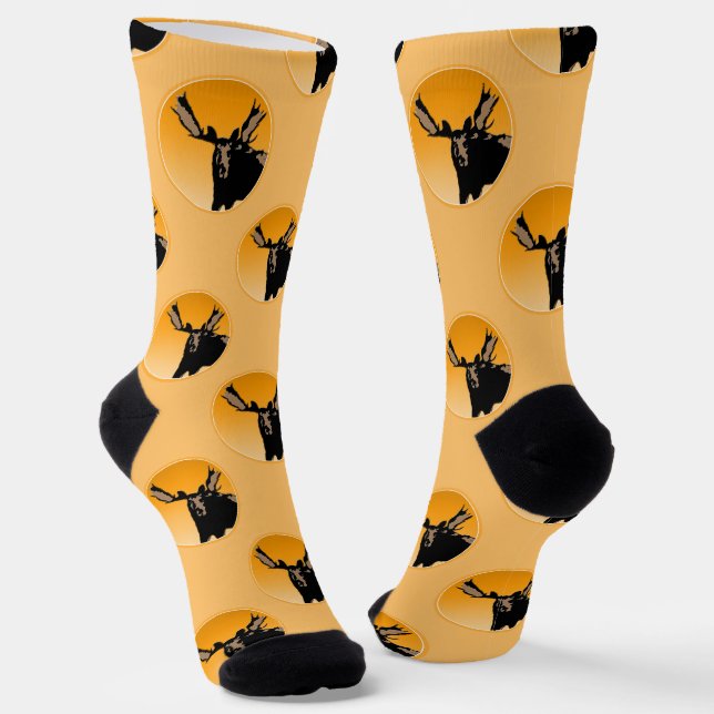 Moose at Sunset  - Original Wildlife Art Socks (Angled)