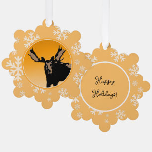 Moose at Sunset - Original Wildlife Art Tree Decoration Card
