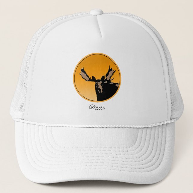 Moose at Sunset  - Original Wildlife Art Trucker Hat (Front)