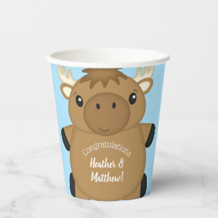Moose Baby Shower Blue Paper Cups