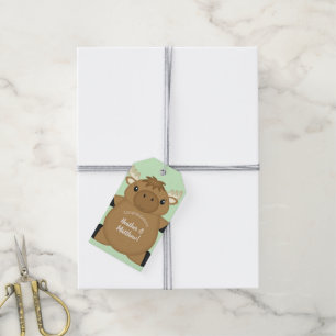 Moose Baby Shower Green Gift Tags