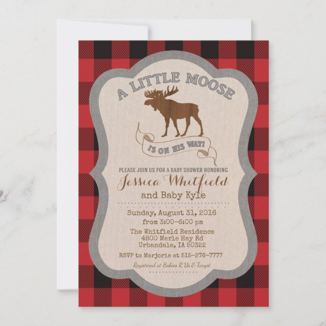 Moose Baby Shower Invitation (Front)