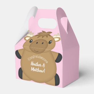 Moose Baby Shower Pink Favour Box