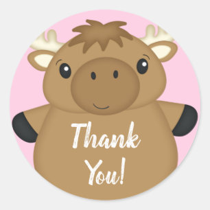Moose Baby Shower Woodland Classic Round Sticker