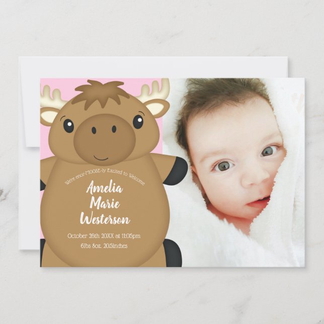 Moose Baby Shower Woodland Invitation (Front)