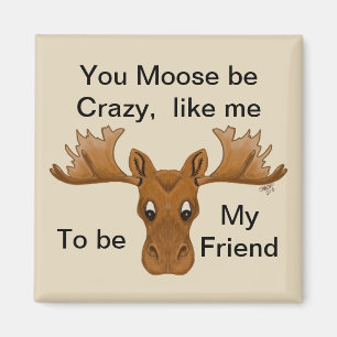 Moose be crazy magnet, friend, humour saying magnet