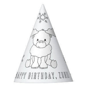 Moose Birthday Party - Colour Your Own Party Hat