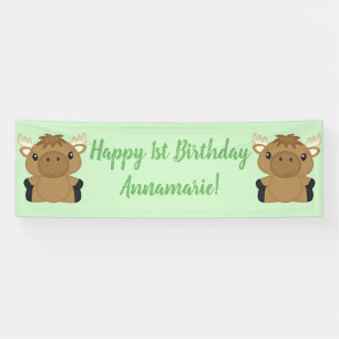 Moose Birthday Party Green Banner