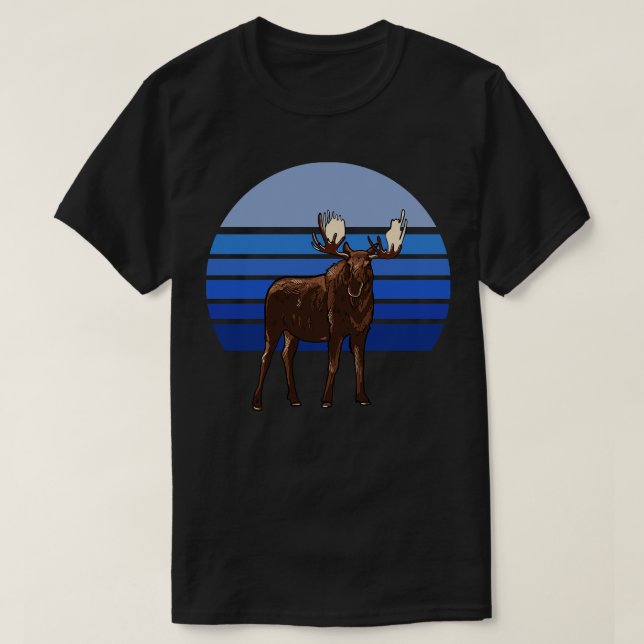Moose Blue Retro T-Shirt (Design Front)