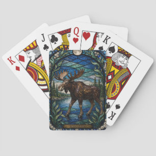 Moose Boreal Lake Illumina Stained Glass Playing Cards