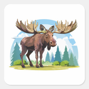 Moose buck square sticker