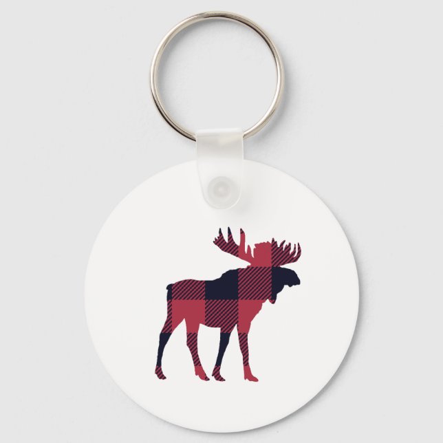 Moose Buffalo Check Mountain Key Ring (Front)