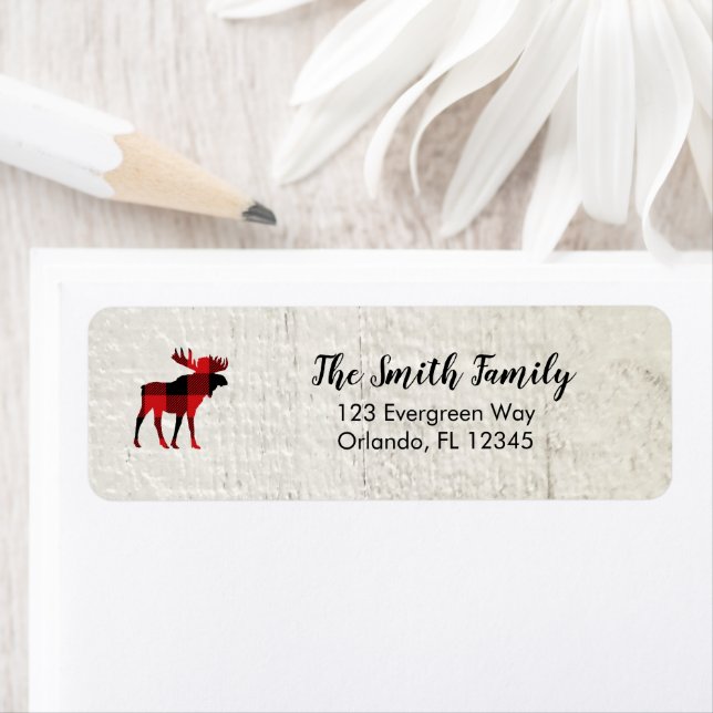 Moose Buffalo Check Wilderness Address Label (Insitu)