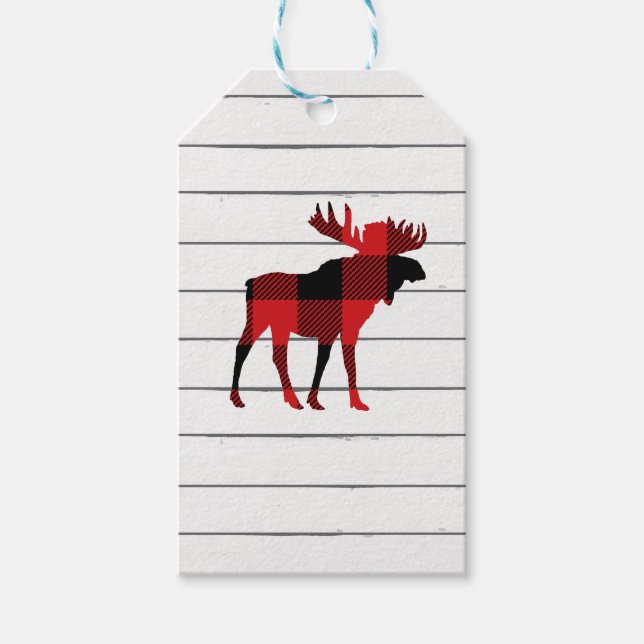 Moose Buffalo Check Wilderness Gift Tags (Front)