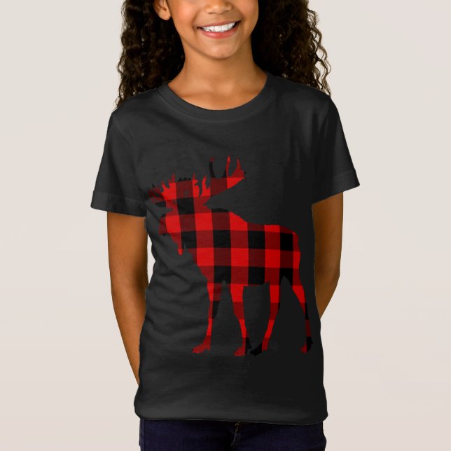 Moose Buffalo Red Plaid T-Shirt (Front)