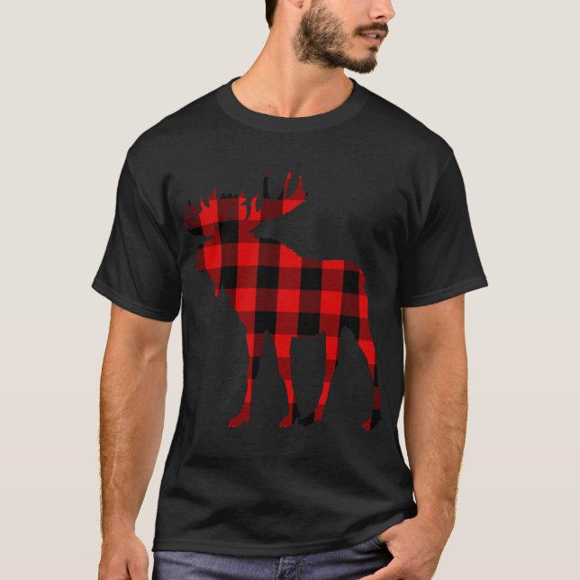 Moose Buffalo Red Plaid T-Shirt (Front)