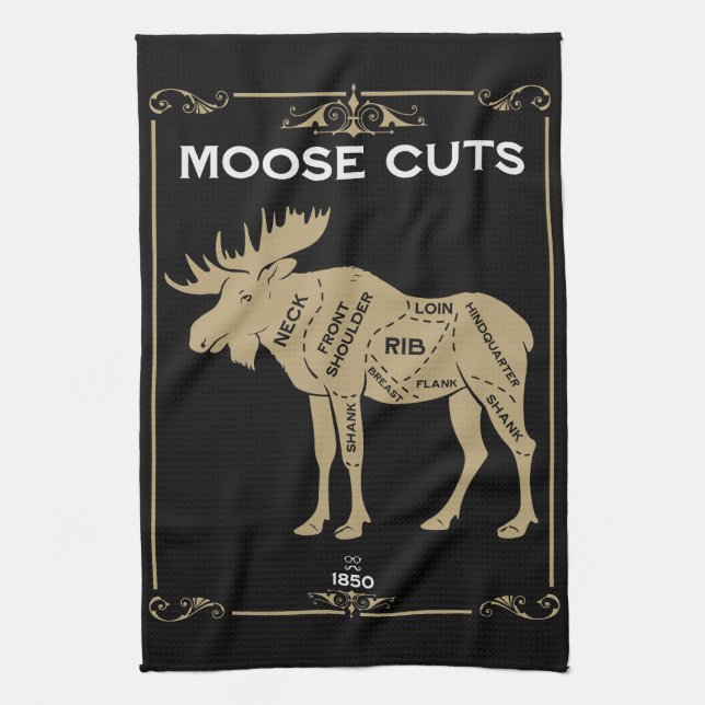 Moose Butcher Cut Chart Tea Towel (Vertical)