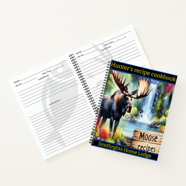 Moose by a tranquil autumn waterfall notebook (Inside)