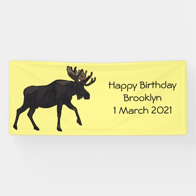 Moose cartoon illustration banner (Horizontal)