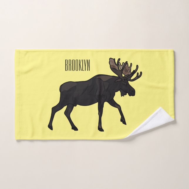 Moose cartoon illustration bath towel set (Hand Towel)