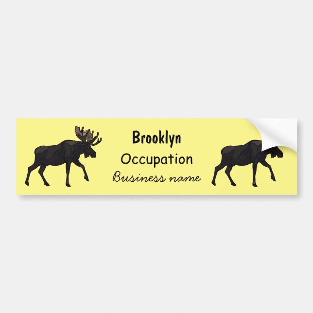 Moose cartoon illustration bumper sticker (Front)