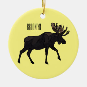Moose cartoon illustration ceramic tree decoration