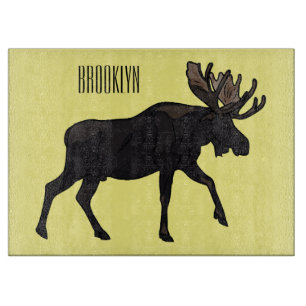 Moose cartoon illustration cutting board