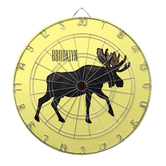 Moose cartoon illustration dartboard (Front)