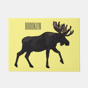 Moose cartoon illustration doormat