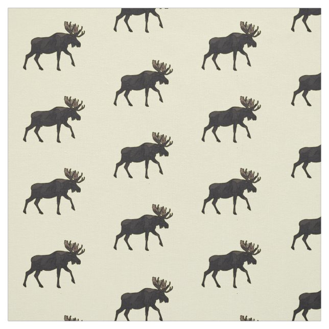 Moose cartoon illustration fabric (Swatch)