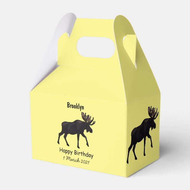 Moose cartoon illustration favour box (Front Side)