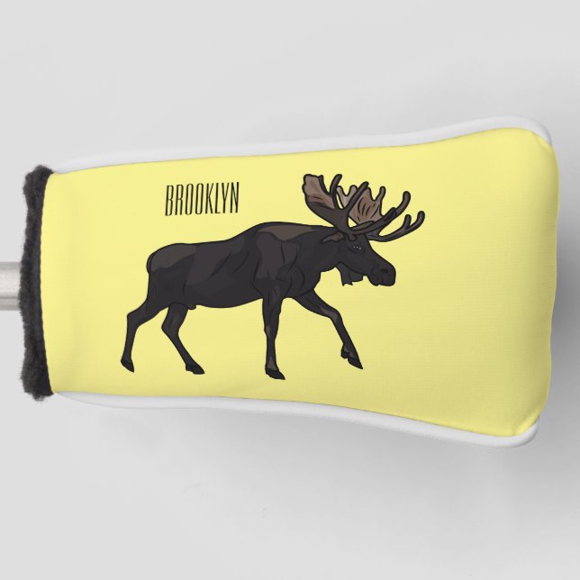 Moose cartoon illustration golf head cover (Front)