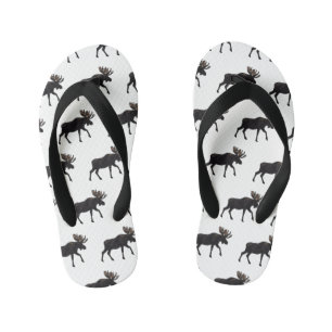 Moose cartoon illustration kid's jandals