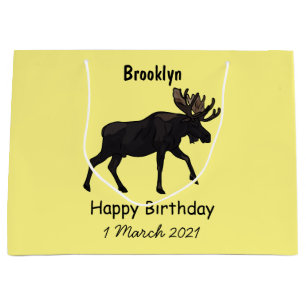 Moose cartoon illustration large gift bag