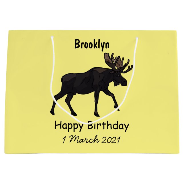Moose cartoon illustration large gift bag (Front)