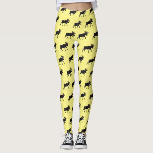 Moose cartoon illustration leggings