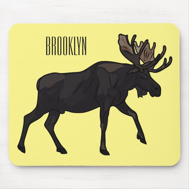 Moose cartoon illustration mouse pad (Front)