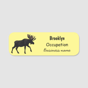 Moose cartoon illustration name tag