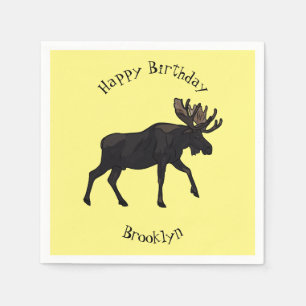 Moose cartoon illustration napkin