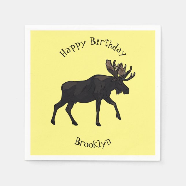 Moose cartoon illustration napkin (Front)