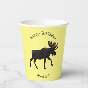 Moose cartoon illustration paper cups