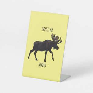 Moose cartoon illustration pedestal sign