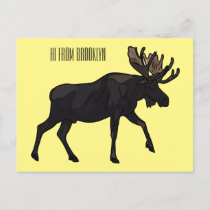 Moose cartoon illustration postcard