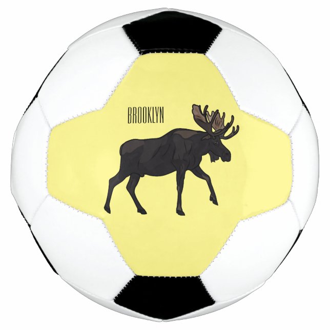 Moose cartoon illustration soccer ball (Front)